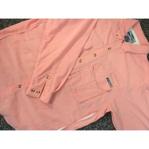 Exofficio Shirt Mens L Pink Adventure Wear Vented Button Down Nylon‎ Gorpcore